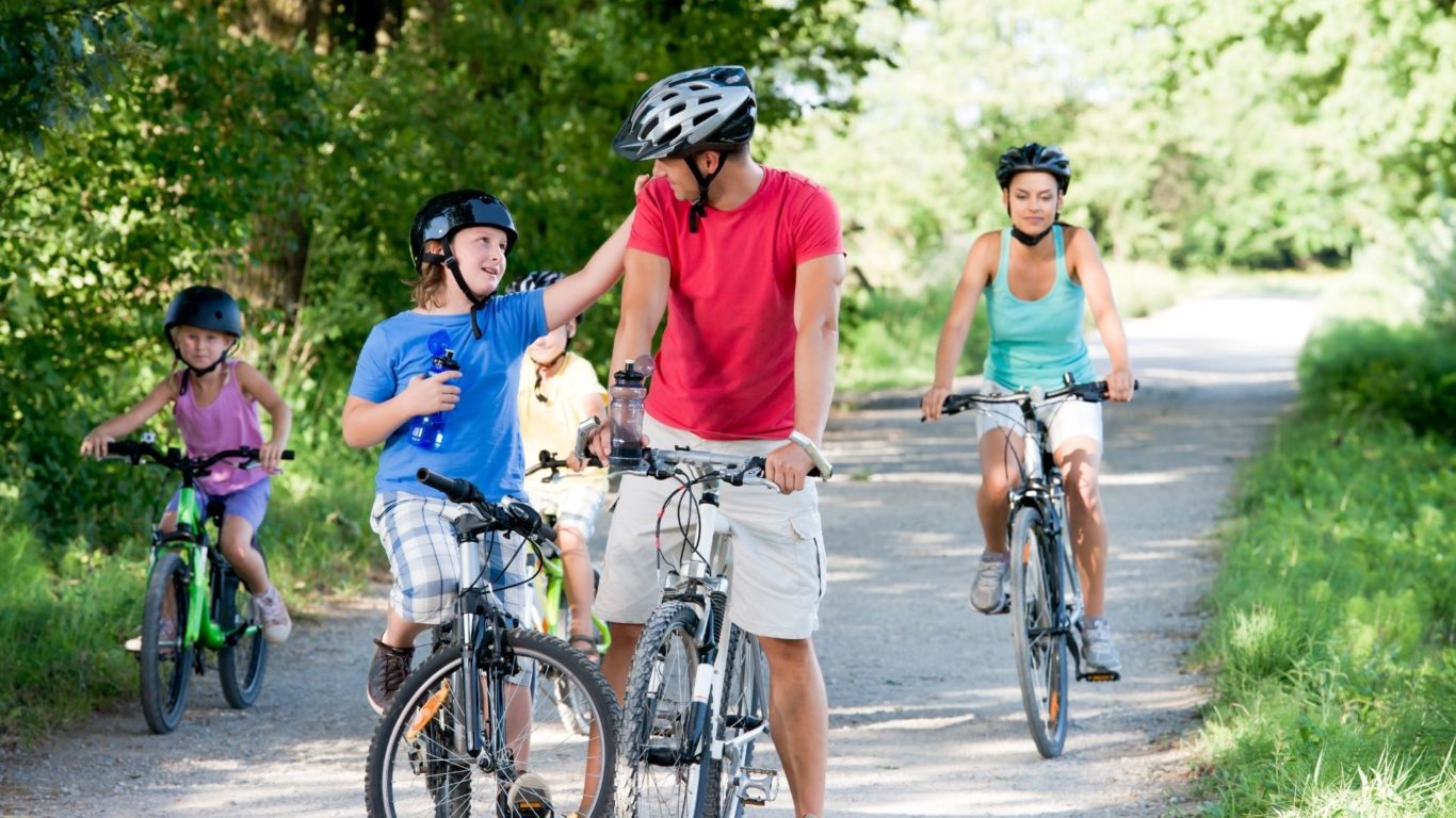 family cycling